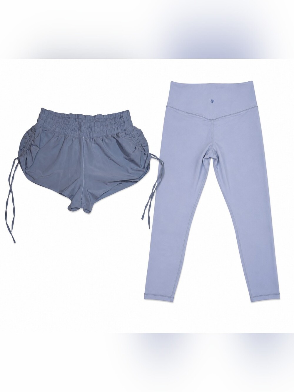 Athleta Women's Size M Lavender Athletic Set Leggings & Ruched Shorts